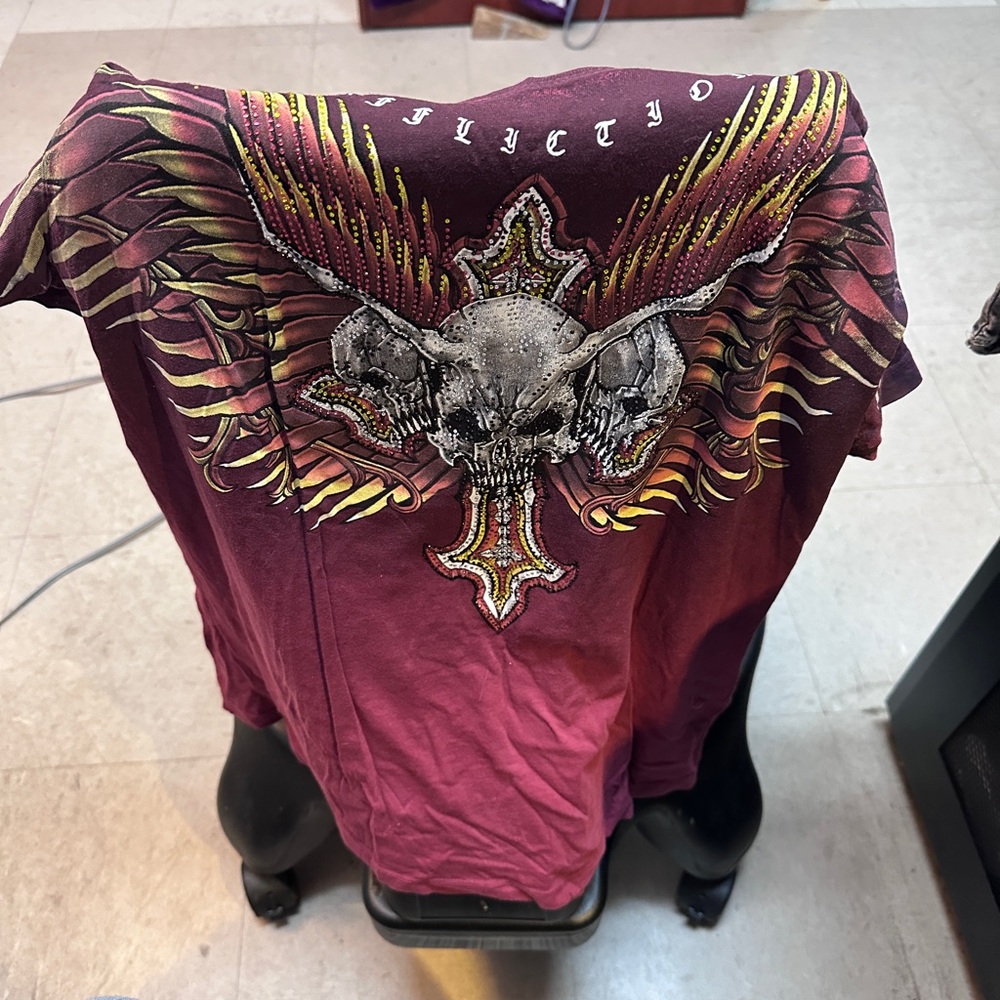 Affliction Burgundy Graphic Tee